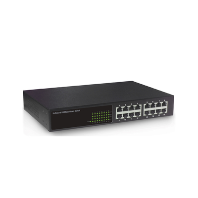 100M 16 Port Rack Mounted Network Switch مع 11 بوصة من الحديد الإسكان