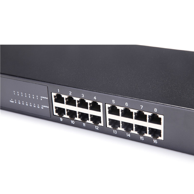 32Gbps Gigabit 16 Port Unmanaged Switch 17 بوصة Iron Shell مدمج في مزود الطاقة